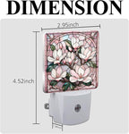 PODMemory Magnolia Stained Glass Night Lights Plug into Wall for Room, Magnolia Night Light LED for Bedroom