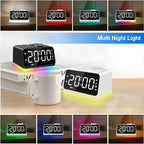 JALL Digital Alarm Clock with FM Radio for Bedroom, 8 Colors Night Light with Charging Port, Sleep Sound Machines with Timer, Dual Alarm (White with White Font)
