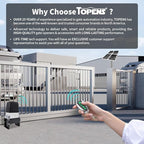 TOPENS DKC2000S Solar Sliding Gate Opener Chain Drive Automatic Gate Motor for Heavy Driveway Slide Gates Up to 4400 Pounds, Electric Gate Operator Battery Powered with Solar Panel Remote Control Kit