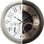FOUNTAIN DESIGNS 18" Illuminated in/Outdoor Clock with Smart Sensor and Night Light, Waterproof, Large Wall Clock with Thermometer & Hygrometer, for Garden,Pool and Patio Decor (Morning Silver)