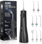 AUIEI Water Flosser Pick for Teeth & Braces, 300ML Cordless Power Dental Flossers with 8 Jet Tips, Oral Irrigator 5 Pressure, IPX7 Waterproof, Portable for Home Travel