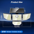 Adewalk 3000LM Solar Outdoor Lights - 2Packs 188 LED Security Lights with Remote Control, 4 Heads Motion Sensor Lights, IP65 Waterproof 270° Wide Angle Flood Wall Lights for Home Darkroom Backyard