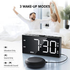 Mesqool Loud Alarm Clock for Heavy Sleeper, with Vibration for Hearing Impaired Deaf, Annoying Clock for Bedroom,USB Port,Dual Alarm with Snooze