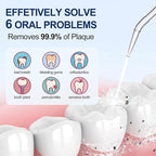 MOCEL Water Dental Flosser Oral Irrigator with 5 Modes, 350ml Cordless Water Teeth Cleaner Pick 6 Tips, IPX7 Waterproof Rechargeable Portable Powerful Battery for Travel & Home Braces & Bridges Care