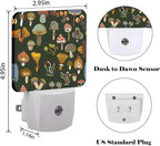 FSHVQKD Various Mushrooms Night Light,Plug Into Wall with Dusk to Dawn Light Sensors, Warm Nightlights for Bedroom, Bathroom, Hallway, Kitchen, Gifts Ideal for Boys Girls Women Men