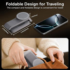 Eazpower 3 in 1 Foldable Wireless Charging Station for MagSafe, Nightstand Magnetic Charger Stand for iPhone 17 16 15 14 Pro Max, Travel Charging Dock with Night Light for Apple Watch/AirPods (Gray)