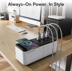 GOLDENMATE 600VA/360W Lithium UPS Battery Backup and Surge Protector, Backup Battery Power Supply with LiFePO4 Batteries(76.8 Wh), 6 Outlets, 2 USB Charger Ports, Wireless Charging, Compact Design