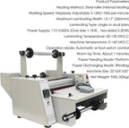 WYDDDARY 14.17"/360MM Electric Steel Roller Thermal Laminator with Winding Mechanism Hot Cold Roll Laminator Adjustable Temp 60-130℃ Electric Laminating Machine for Single/Double Sided Laminating