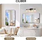 CILIBER Frameless Rectangle Mirror, 24x40 Beveled Bathroom Mirror Rounded Corner, Frameless Wall Mirror Shatterproof Tempered Glass Lightweight Design for Bedroom Living Room Entryway