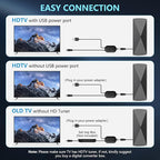 TV Antenna Indoor, 2025 Long Range Antenna for Smart TV with Amplifier Signal Booster for Local Channels,Digital inddor Antenna for All Older TV's-Supports 4K 1080p -33ft Long Cables