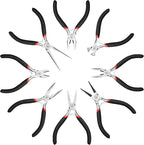 MAXPOWER Mini Jewelry Pliers Set - 8pc, Diagonal, End Cut, Bent, Combination, Flat, Needle, Round Nose (4.5-inch)