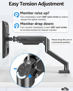 Dual Monitor Stand fits up to 32 inch, 4.4-22 lbs Computer Screens, Dual Monitor Desk Mount Height Adjustable, Monitor Arms for 2 Monitors, Home Office VESA Mounts, Freelift Black