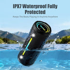 Bluetooth Speakers Wireless Loud Stereo Sound IPX7 Waterproof Outdoor Portable 25W Super Bass Speaker for Home Party Beach with 24H Playtime Colorful Lights BT5.3 TWS Pairing Birthday Gift Black