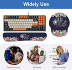 Keyboard Wrist Rest + Mouse Pad Wrist Support Set with Coasters, She Believed She Could So She Did Inspirational Quote Design Non-Slip PU Base Ergonomic Mousepad for Home Office Working Studying