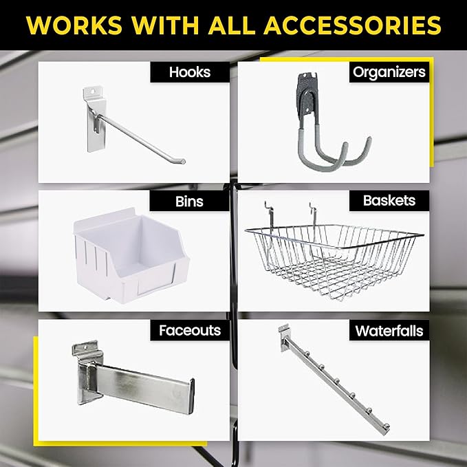 DLDIRECT 48" X 96" - Grey Slatwall Panel Garage Organizer: Heavy Duty Wall Mounted PVC Rack, Interlocking Slat Paneling for Garage Storage, Slotwall Board, Shelves System