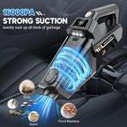 Gxzsk Handheld Vacuum Cordless, 16KPA Powerful Suction Hand Held Vacuum Cleaner Dust Busters Cordless Rechargeable, HD Display & 3 LED Lights, Portable Vacuum for Car, Home, Pet Hair