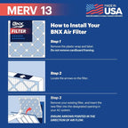 BNX TruFilter 16x24x1 Air Filter MERV 13 (4-Pack) - MADE IN USA - Electrostatic Pleated Air Conditioner HVAC AC Furnace Filters for Allergies, Pollen, Mold, Bacteria, Smoke, Allergen, MPR 1900 FPR 10