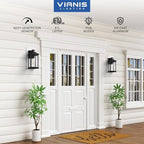 VIANIS 2 Pack Large Advanced Motion Sensor Outdoor Lights, Black Easy-to-Install Dusk to Dawn Outdoor Wall Lights, Aluminum Waterproof Porch Light with Water Glass for Porch, Garden, Front Door