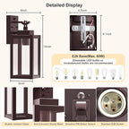 LTBLIGHT 2-Pack Motion Sensor Porch Lights Outdoor, Farmhouse Brown Dusk to Dawn Exterior Lighting Fixtures with 3 Modes, Waterproof Wall Lanterns for House, Backyard, Entryway, Garage