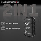 Schumacher Electric 0.8A Car Battery Charger and Maintainer, 2-in-1 Solution, for 12V Power Sport, Automotive, and Marine Batteries, SC1299
