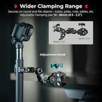 SMALLRIG Double Super Clamp Mount with Magic Arm, 360° Ballhead Pole Clamp for Umbrella, Chair Monitor Desk Photo Studio Light Stand, Photography Reflector, Motorcycle,Tripod Mount for Cross Bar