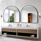 Arched Bathroom Mirror, 30"x30" Black Arched Mirror for Bathroom, Wall Mounted Mirror, Vanity Wall Mirror Metal Frame for Bedroom, Entryway, Living Room, Vertically Hanging