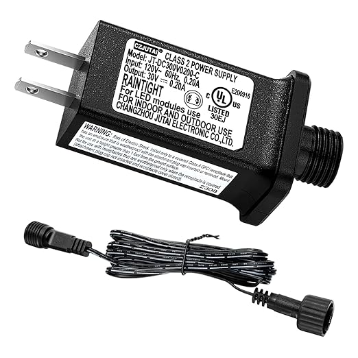 30V 6W Class 2 Power Supply Replacement LED Transformer IP44 LED Light Controller Low Voltage Transformer for Christmas String Light Inflatable Device (30V6W Steady on 1PC)