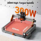 Artsian 01 CNC Router Machine 300W Spindle Power, 0.01mm Precision, 4-Axis Intelligent Controller, 420×420mm Workspace, Aluminum, Brass, Wood, Plastic, PCB Professional Desktop CNC Engraver