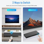 RuiPuo 5Port HDMI Switcher 4K@60Hz 5In 1Out HDMI Selector with IR Remote Supports Full HD 4K/1080P/3D & HDCP2.2 for Switch,Xbox,PS4/PS5,Fire Stick,Roku,Apple TV etc.