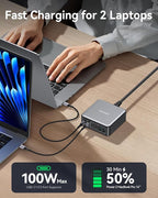 270W USB C Charger Block, Rocoren 6 Port Multi USB-C Charging Station,100W PD Fast USBC Gan Charger Station Hub Dock for Multiple Devices, Laptop Type C for MacBook/iPhone 17/iPad/Galaxy S25 (Black)