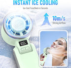 PlayHot Upgraded Portable Handheld Fan with 60°F Ice Cooling, Up tp 12Hrs Hand Held Portables Fans, 5 Speed 25550RPM Powerful Portable Fan Handheld, Hand/Neck/Desk Fan 3 IN 1(Green)