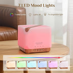 ASAKUKI Essential Oil Diffuser 700ml, Ultrasonic Aromatherapy Humidifier with Top 6 Essential Oils Set, 7 LED Colors, Timer & Auto-Off, Large Room Diffuser