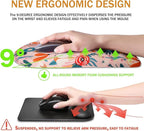 BOCHEERY Ergonomic Mouse Pad Wrist Support,Upgrade Mousepad with Massage Design,Non-Slip PU Base Desktop Mouse Pads for Pain Relief, Computer, Office & Home,12 x 8 in（F-Pink Flower）