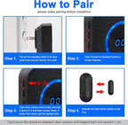 Wireless Door Chime for Business Home Office When Entering Door Alarms When Opened with 800Ft Range 55 Chimes 5 Volume Levels (1 Receiver & 4 Sensor)