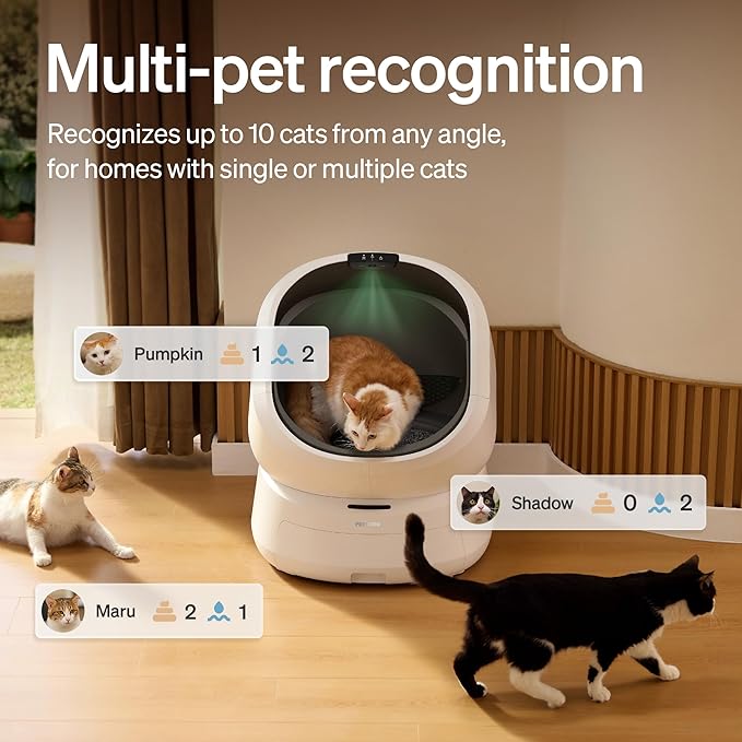 Bundle of PETLIBRO Luma Automatic Cat Litter Box + PETLIBRO Upgrade Cat Water Fountain Stainless Steel Tray, AI Camera Waste Analysis, Open-Top Multi-Cat Recognition LitterBox