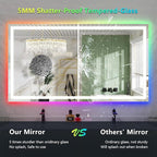 YEELAIT 66x40 Inch RGB LED Bathroom Mirror Front Light and RGB Backlit Lighted Vanity Mirror for Bathroom Wall Mounted Dimmable Anti Fog Memory Shatter-Proof IP54 Waterproof Horizontal/Vertical