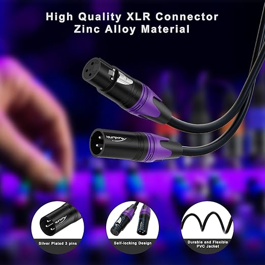 AuxLink XLR Cable 100ft 2Pack, Banlaced XLR Cable Male to Female Mic Cable Gold-Plated 3-Pins, XLR Speaker Cables Compatible with Microphones, Stage Lighting, Speaker Systems and More