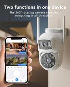 VORGUT Security Camera Outdoor Wireless, Dual Lens 2K (3MP+3MP) 355° PTZ Home Security WiFi Camera Outside Surveillance Indoor, 2.4G WiFi, PIR Human Detection, Auto Tracking, Color Night Vision, White