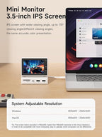Hagibis 3.5inch IPS USB Mini Screen with USB C Hub, USB-C&HDMI Monitor AIDA64 Mini PC CPU RAM HDD Data Monitor Temperature Electronic Album Floating Lyrics Display Sub Screen for Laptop PC (960x640)