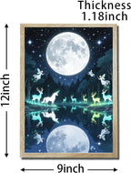 URVIP LED Glowing Photo Frame, 3D Starry-Sky Moon Animal Wall Art, 9x12 Inches Dimmable Light Up Light Painting for Bedroom, Unique Aesthetic Decor, Great Birthday Gift for Women Men