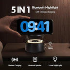 5 in 1 Magnetic Wireless Charger Bluetooth Speakers and Night Light for Apple Mag Safe iPhone 17 16e 16 15 14 13 12 Pro Max iWatch and AirPods Fast Charging Station Gift Ideal for Men Teenage Boys