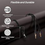 Kxable Headphone Splitter for Computer, 3.5mm Female to Dual 3.5mm Male Audio Splitter Cable, Stereo Jack Earphones Headset to PC Laptop Adapter, 1/8inch 2-in-1 Y Separator Aux Dongle Converters, 1FT