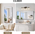 CILIBER Frameless Mirror, 24x48 Beveled Bathroom Mirror Rounded Corner, Frameless Wall Mirror Shatterproof Tempered Glass Lightweight Design for Bedroom Living Room Entryway