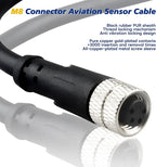 Lonlonty M8 Cable 4 Pin 6.5Ft/2M Female A Coding Circular Connector Cable Shielded IP67 Waterproof Single End A Code