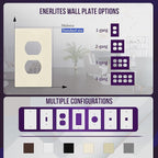 ENERLITES Duplex Outlet Receptacle Cover, Screwless Wall Plate, Standard Size, 1-Gang 4.68" x 2.93", Unbreakable Polycarbonate Thermoplastic, UL Listed, SI8821-LA-10PCS, Light Almond, 10 pack