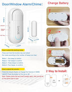 SanJie Window Alarm Sensors Door Alarms for Home Security Volume Ajustable 0-120 DB Pool Door Alarms for Kids Safety with 4 Modes Open Alarm/Close/Dingdong/Reminder Burglar Alert (5 Pack)