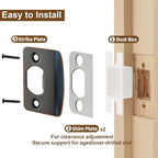 MOSECYOU Standard Door Lock Strike Plate with Spacer Shim, Oil Rubbed Bronze, Door Latch Restorer, Universal Security Striker, Repair Kits to Fix Door Won’t Latch Close