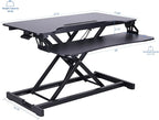 Rocelco Standing Desk Converter with Dual Monitor Mount - 31.5 Inch Sit Stand Up Tabletop Riser with Tablet Holder, Height Adjustable Workstation - Deep Keyboard Tray for Laptop - Black (R VADRB-DM2)