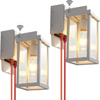 JOKAONOTL Dusk to Dawn Porch Lights with GFCI Outlets Waterproof Outdoor Wall Lights Exterior Lighting Fixtures Modern Outside Lights Wall Mount for House Patio Garage,White,11.8''H, 2 PC