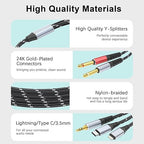 Lightning to Dual 6.35mm 1/4" TS Mono Stereo Y-Cable Splitter,3 in 1 to Dual 1/4-inch Audio Cable, Compatible with smartphones, computers, phones/Pads Amplifiers,speakers,headphones,mixing consoles
